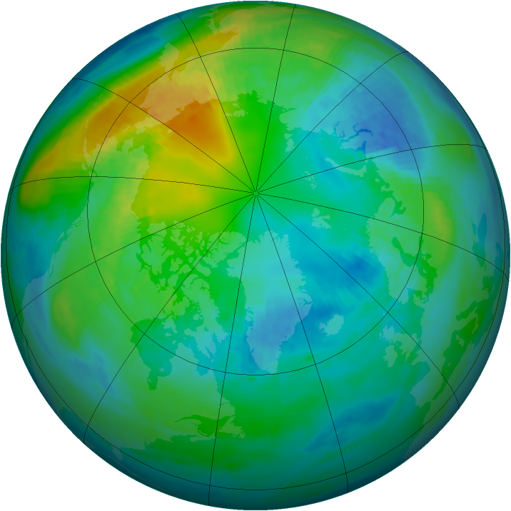 Arctic ozone map for 22 October 1980